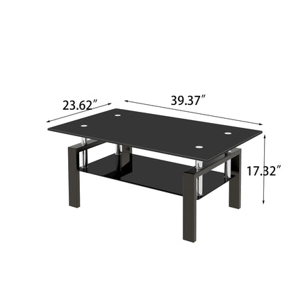 Black Glass Coffee Table – 2 Layer