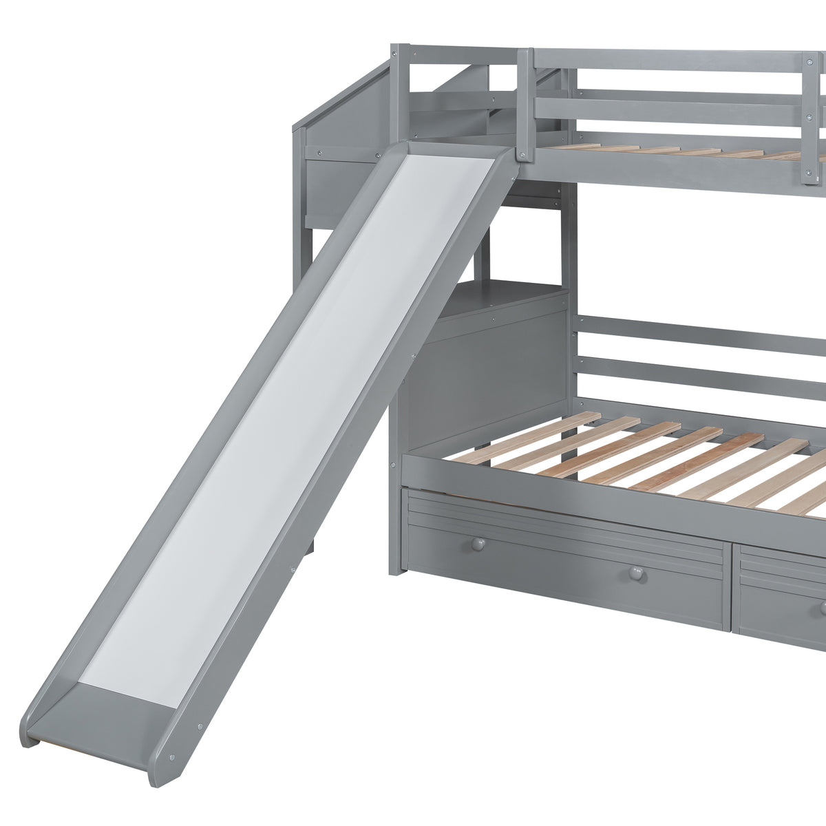 Twin Bunk Bed with Storage Gray