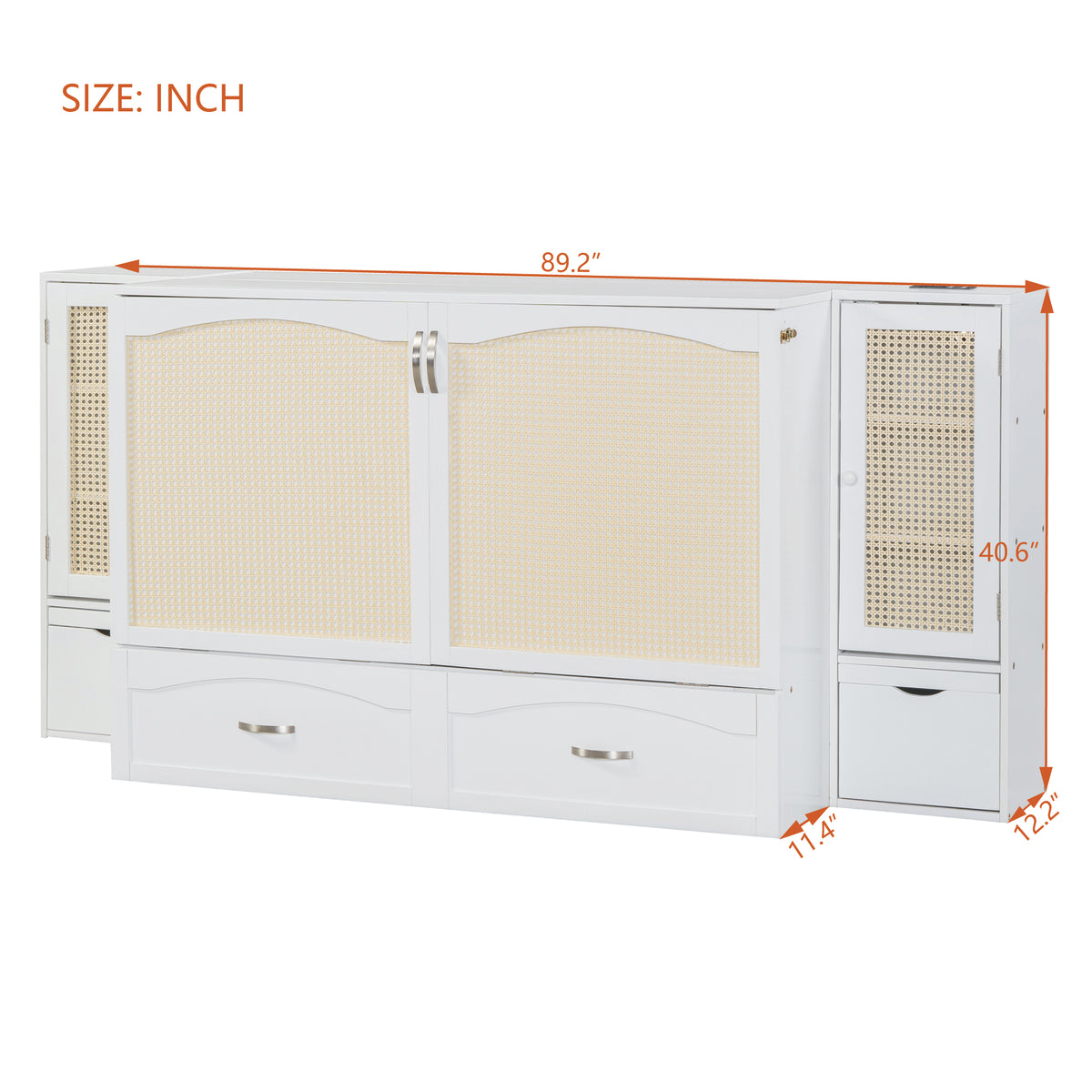 Murphy Wall Bed with Drawers White Finish
