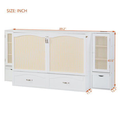 Murphy Wall Bed with Drawers White Finish