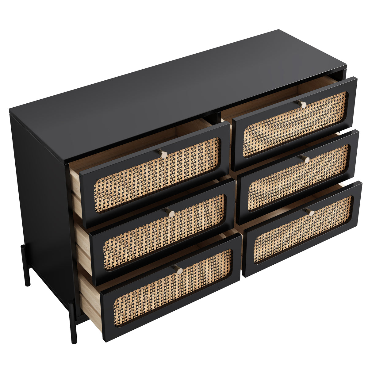 Modern Rattan Wood Closet – Black