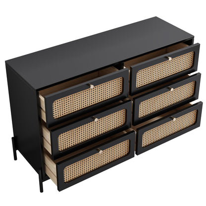 Modern Rattan Wood Closet – Black