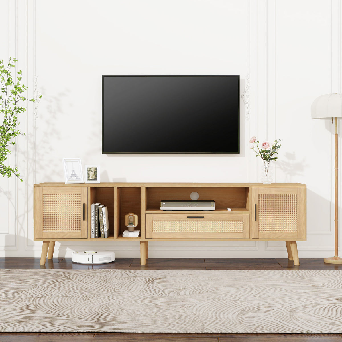 Rattan TV Console – Natural Brown