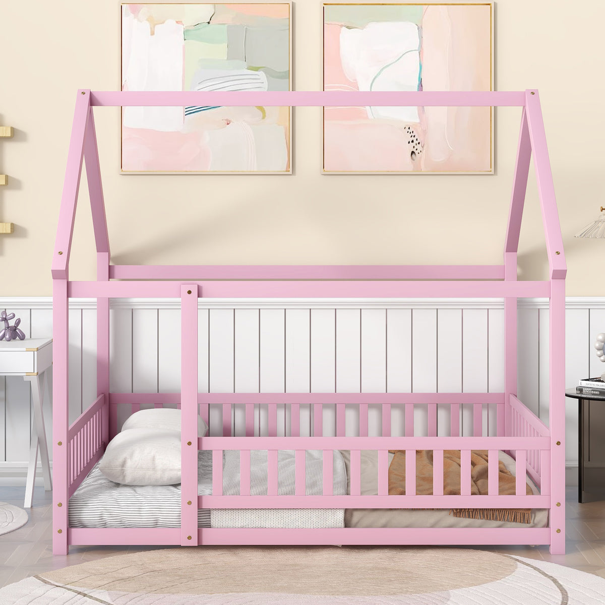 Full Floor Bed Pink