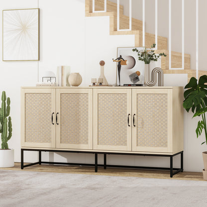Rattan 4-Door Sideboard Natural
