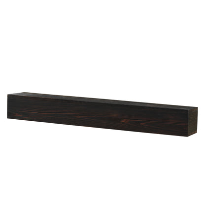 72-Inch Rustic Wood Floating Fireplace Mantel Espresso