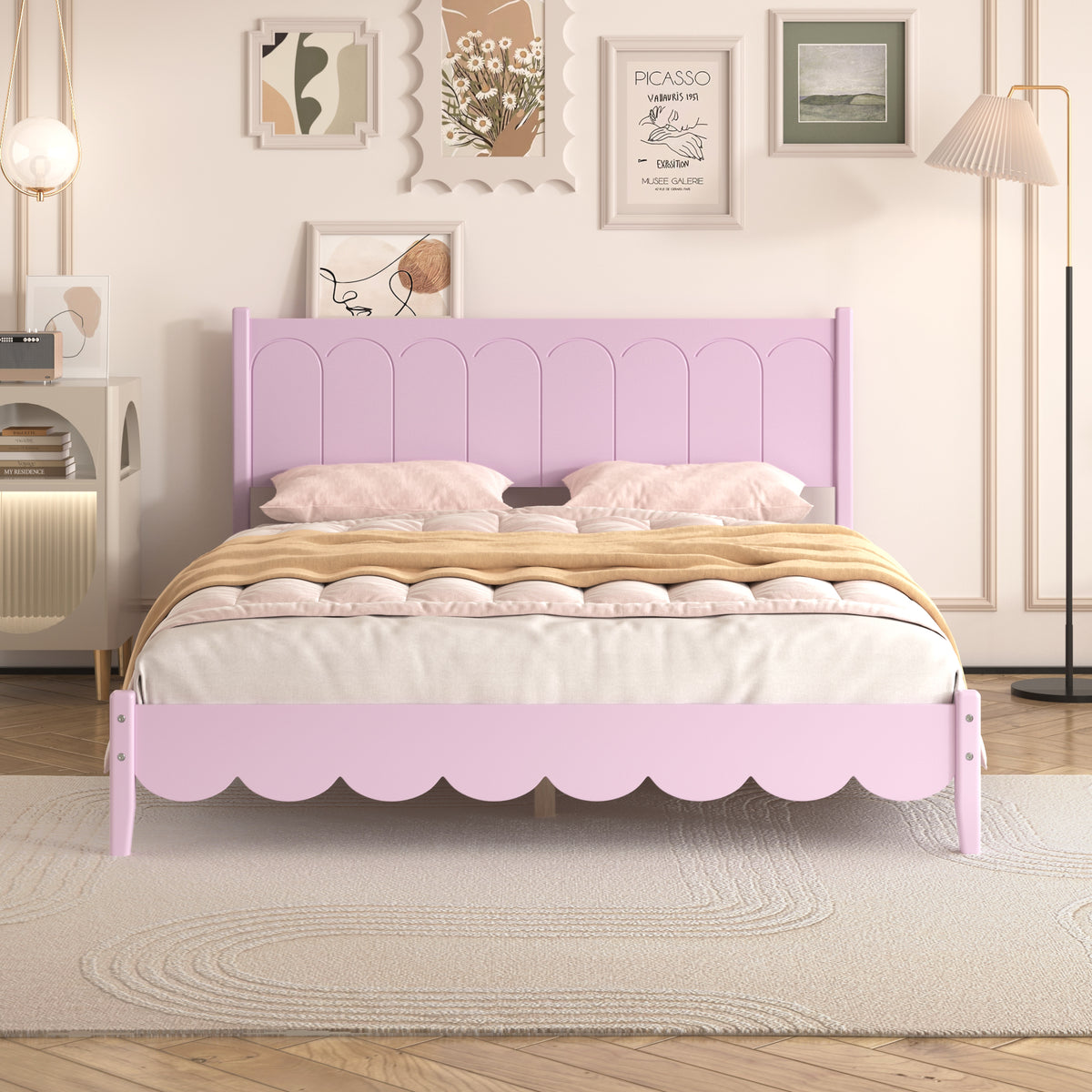 Queen Platform Bed Pink
