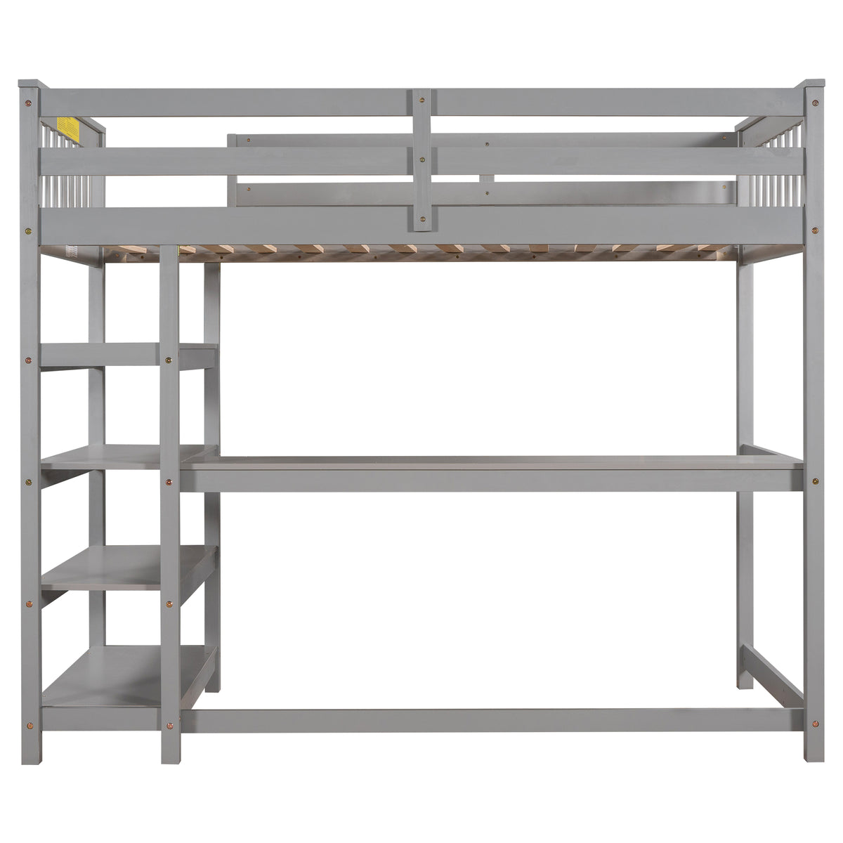 Twin Loft Bed with Storage Gray