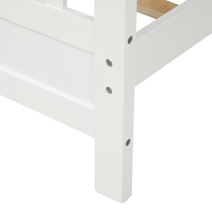 Wooden Platform Bed with Footboard White