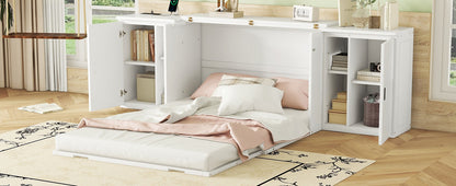 Full Size Murphy Bed with Storage and USB Ports