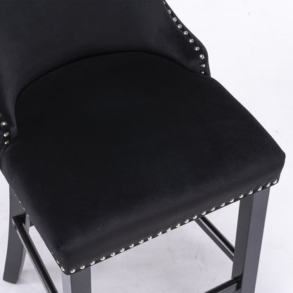 Velvet Bar Stools Set of 2 Black
