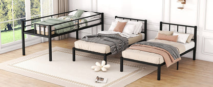 Triple Metal Bunk Bed Black