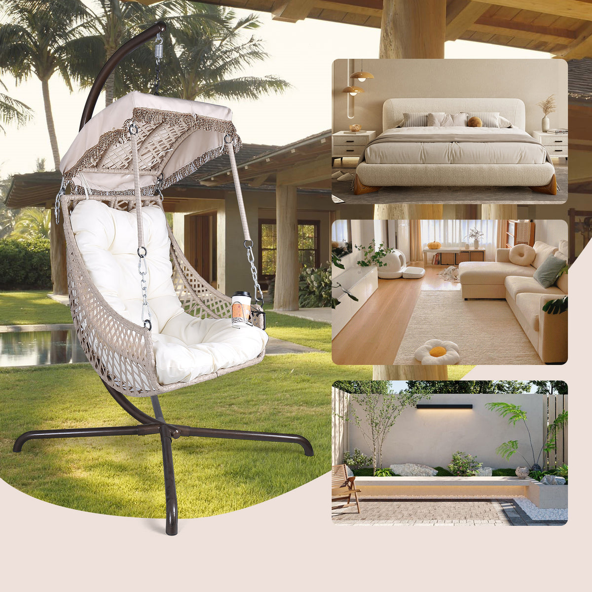 Rattan Egg Chair with Stand