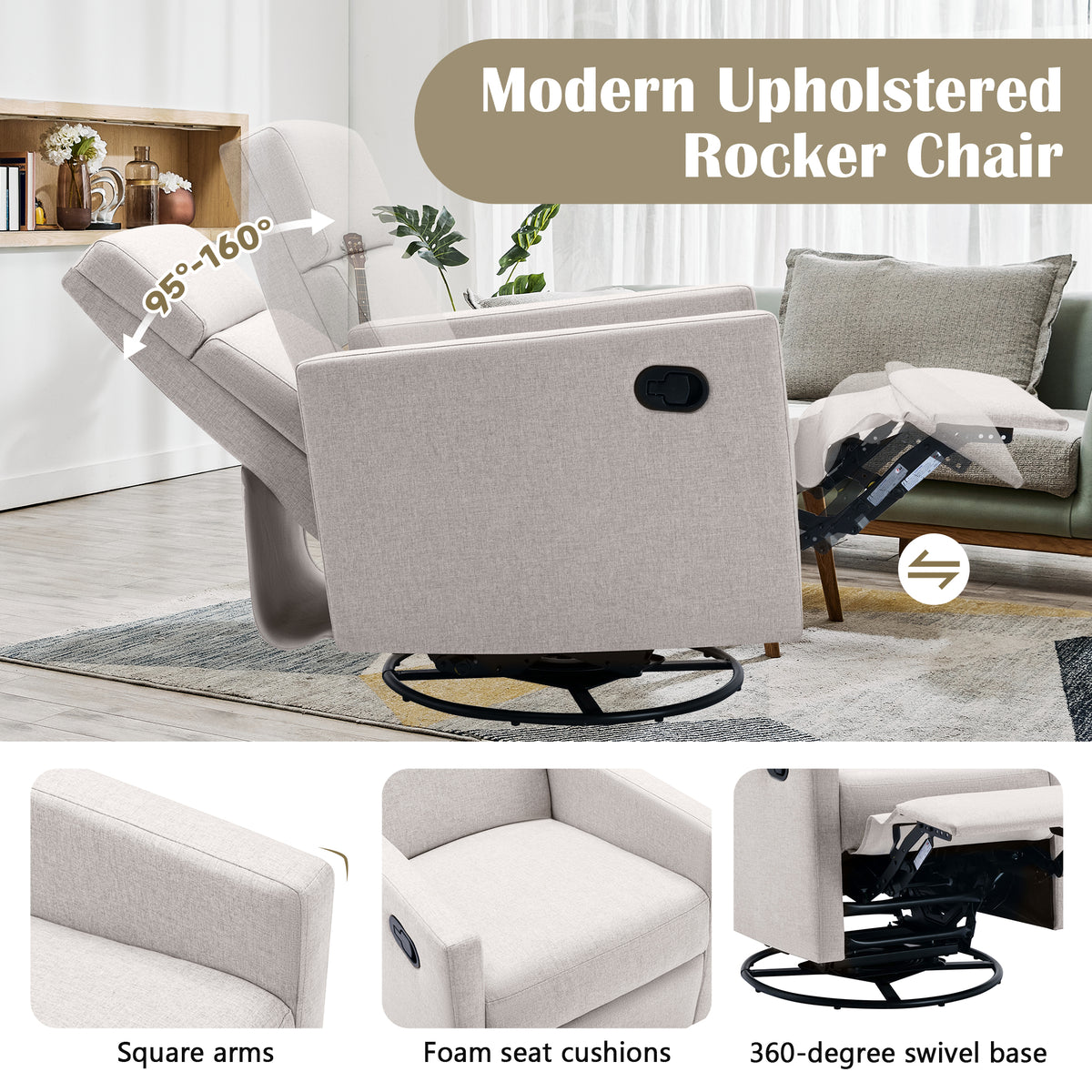 Upholstered Rocker Chair Tan