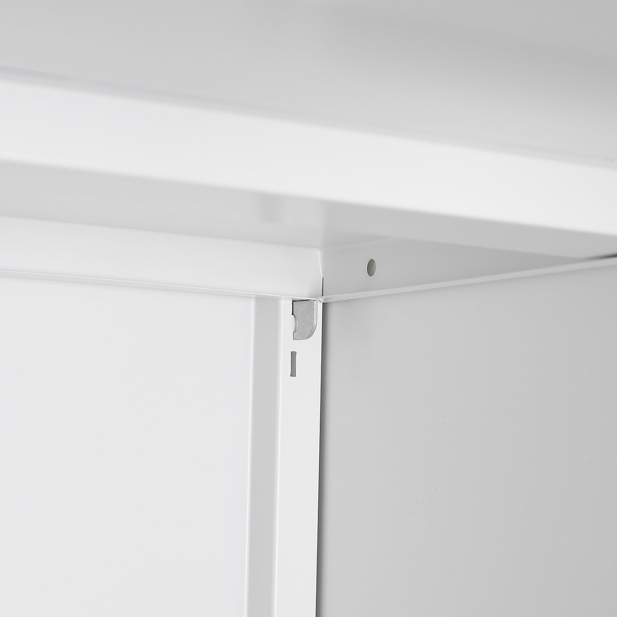 White Mobile Copier Cabinet – 2-Door File & Printer Stand with Wheels