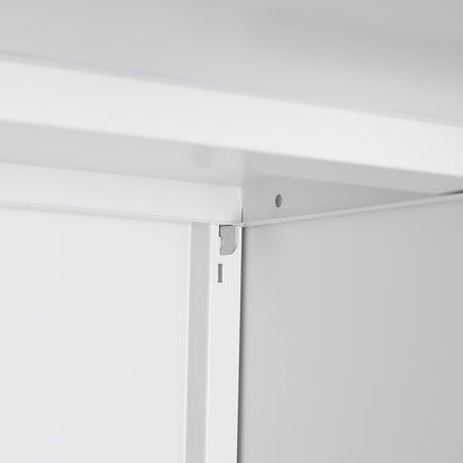 White Mobile Copier Cabinet – 2-Door File & Printer Stand with Wheels
