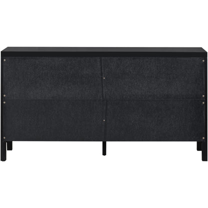 Storage Sideboard with Rattan Doors Black