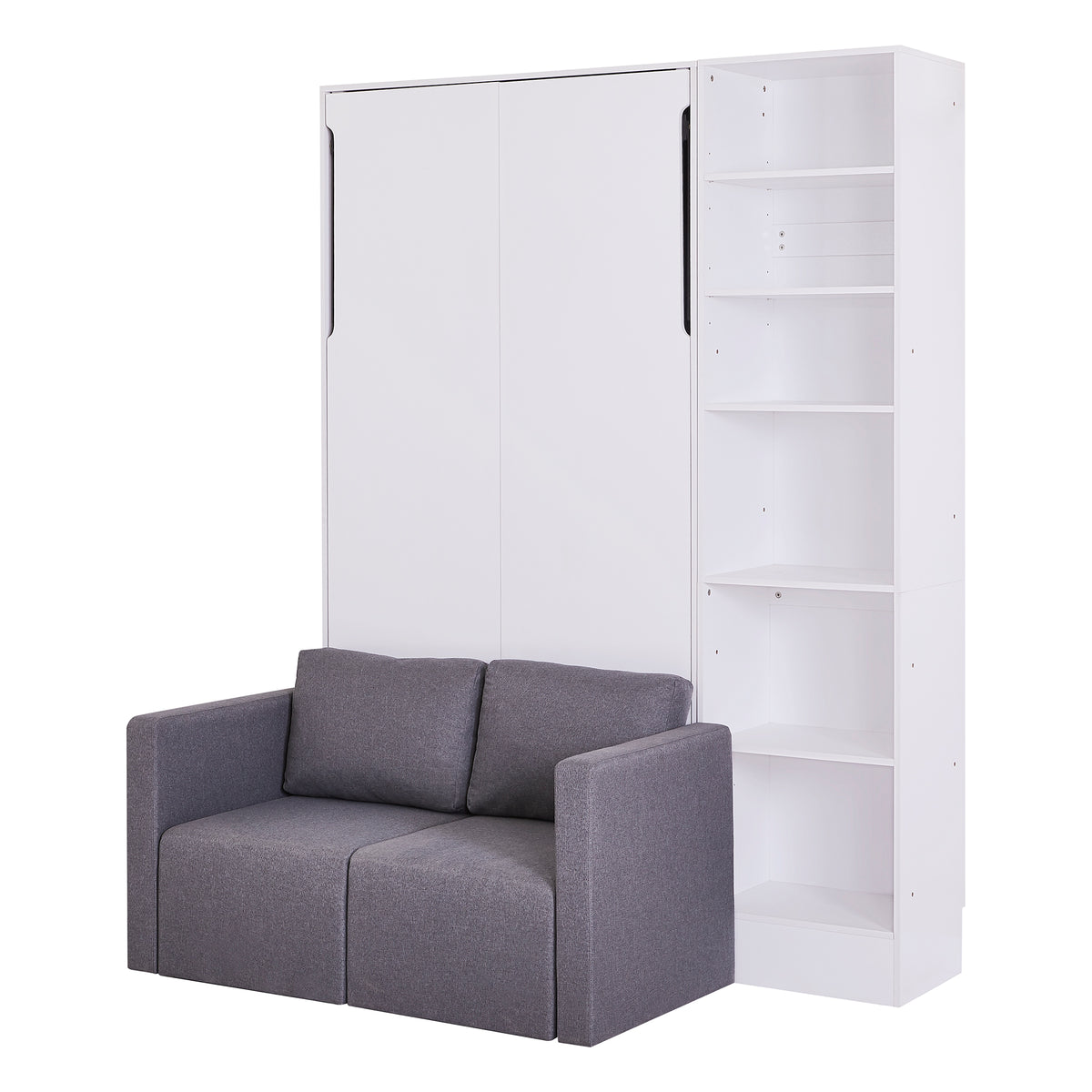 Murphy Bed with Sofa and Shelves White