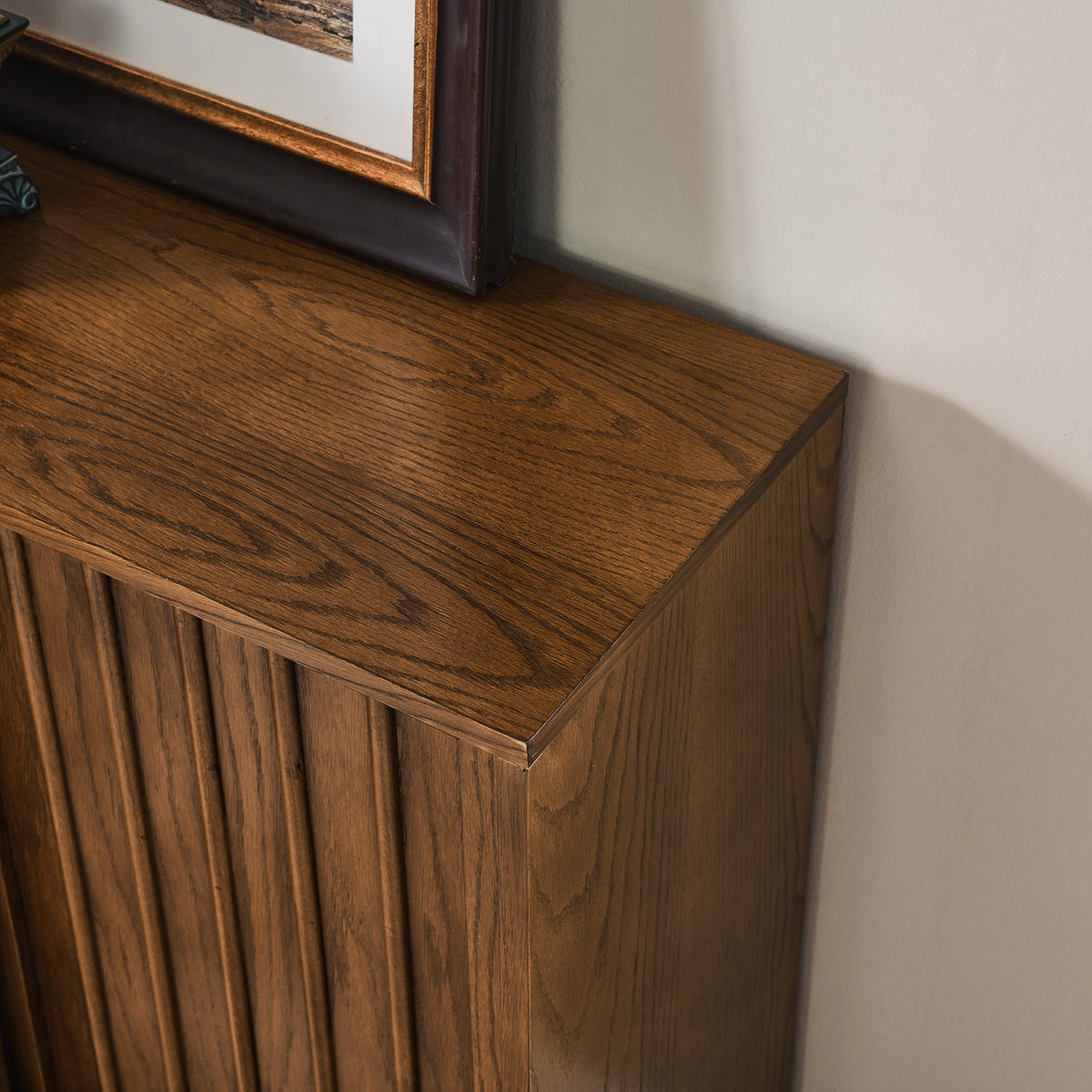 Medieval Sideboard with Sliding Doors and Wood Trim