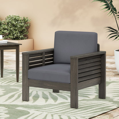 Outdoor Acacia Club Chairs (2 pcs) – Dark Gray