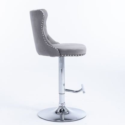 Modern Chrome Bar Stools Set of 2 Gray