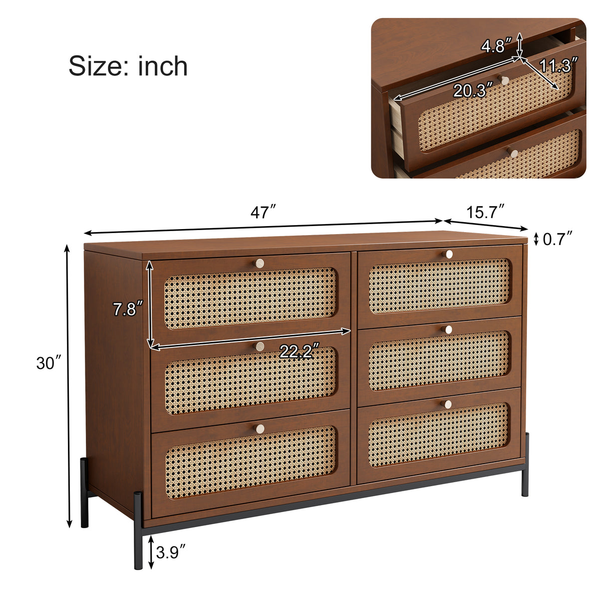 Modern Rattan Wood Closet – Walnut