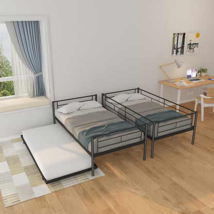 Twin Bunk Bed with Trundle Reinforced Frame