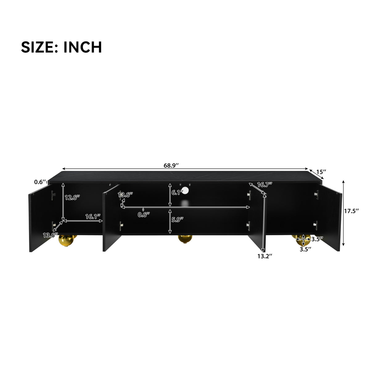 Modern TV Stand with Cabinets Walnut