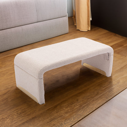 Boucle Loveseat Ottoman – Beige