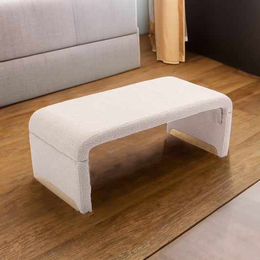 Boucle Loveseat Ottoman – Beige