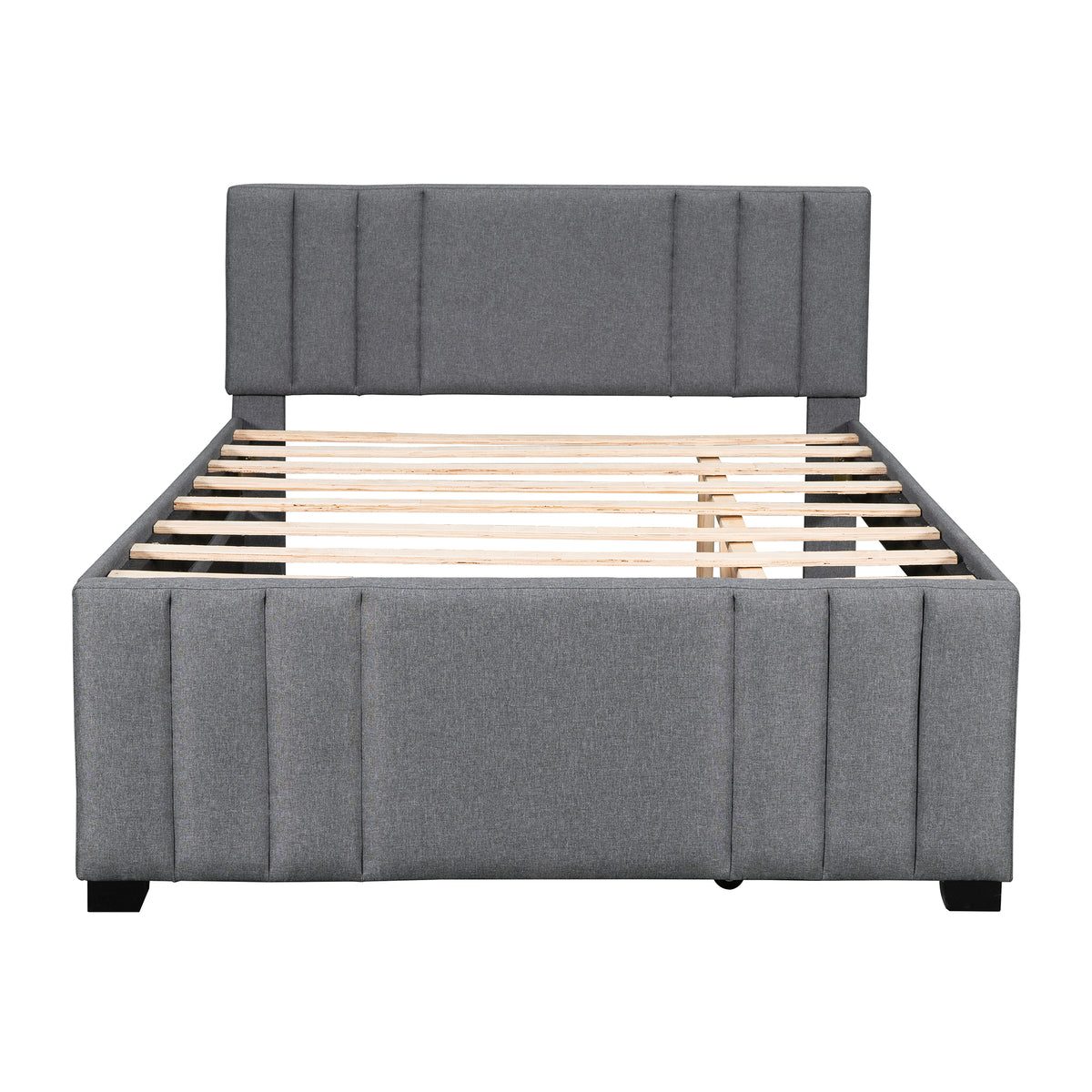 Full Upholstered Bed with Trundle Gray