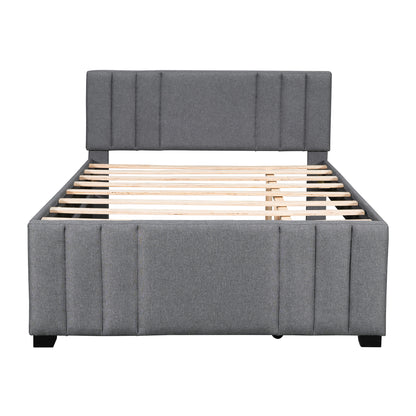 Full Upholstered Bed with Trundle Gray