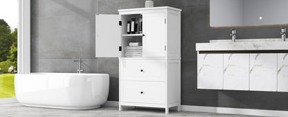 White Bathroom Storage Cabinet with Drawers