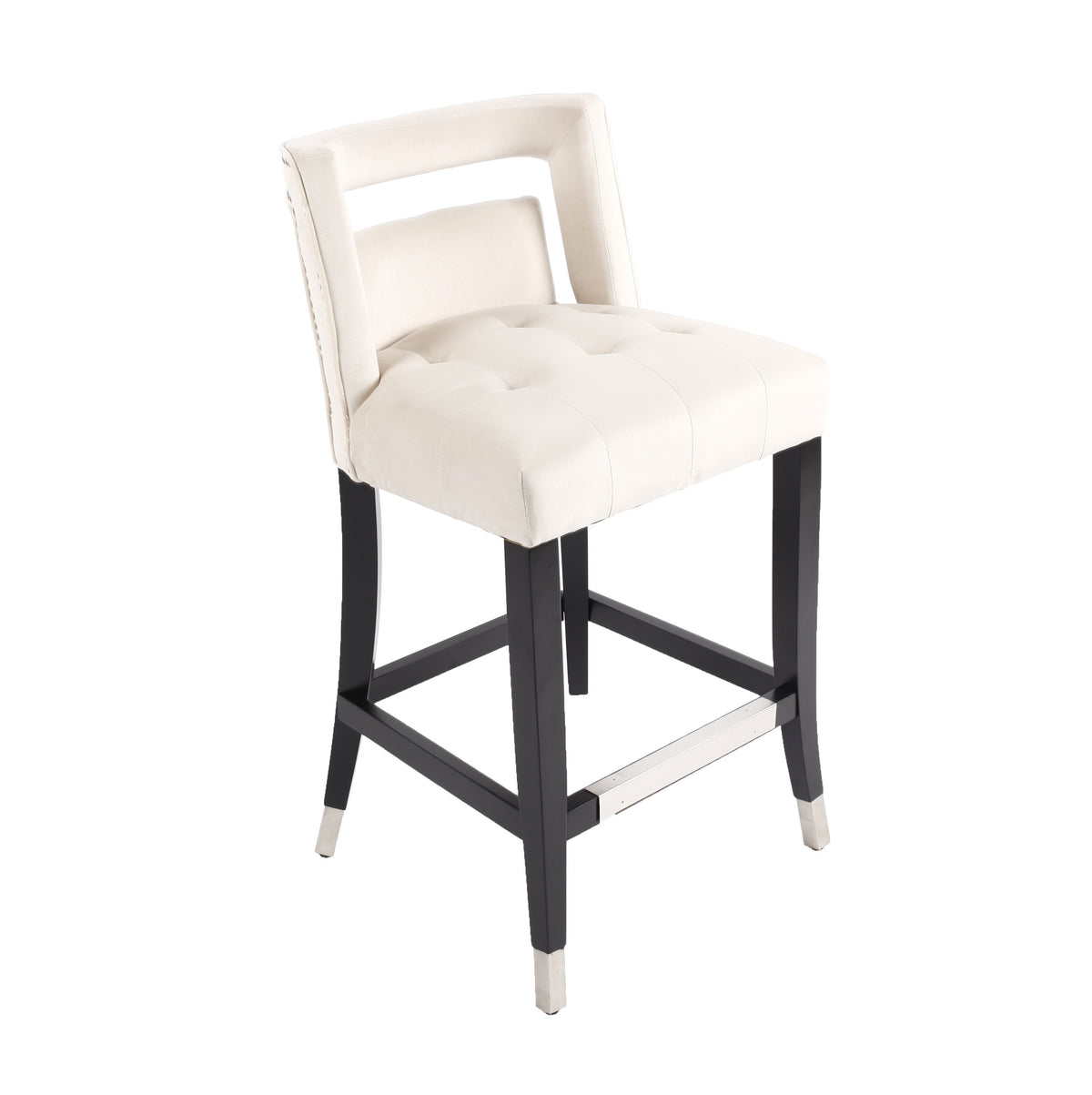 Suede Velvet Barstools Set of 2