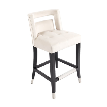 Suede Velvet Barstools Set of 2