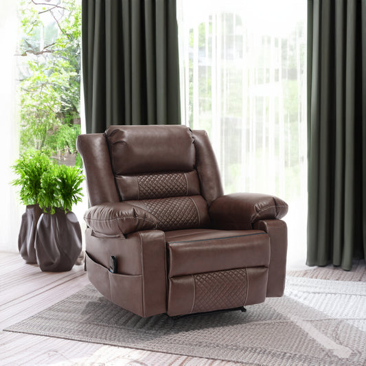 Breathable Leather Reclining Massage Chair Brown