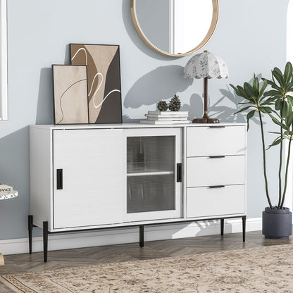 Modern White Console Cabinet with Sliding Doors