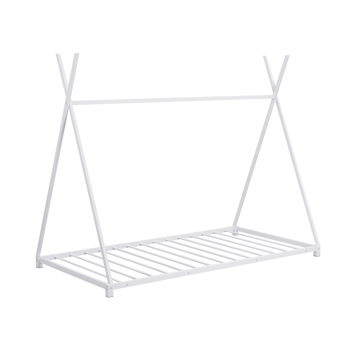 Metal Platform Bed White Triangle Frame