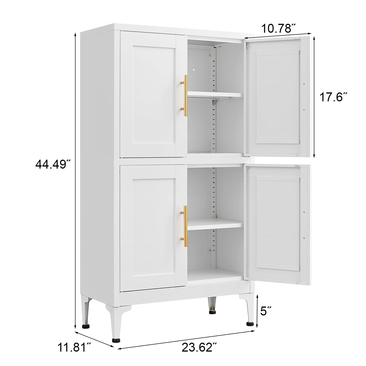 White Metal Kitchen Storage Cabinet Adjustable Shelf