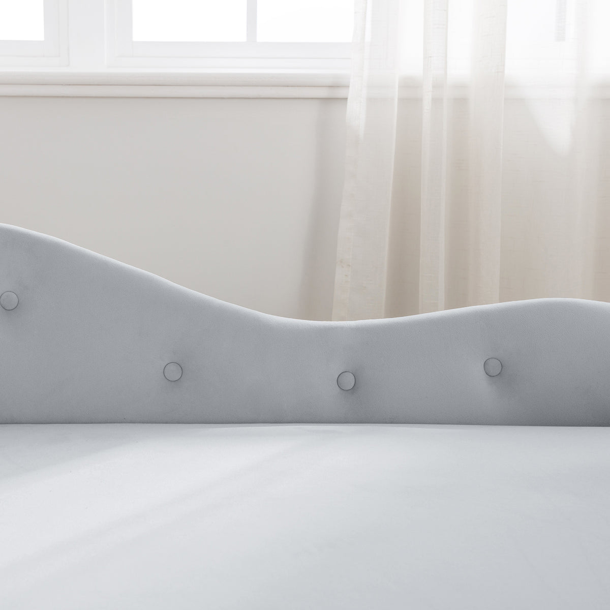Grey Velvet Lounge Chaise – Modern Roll Arm
