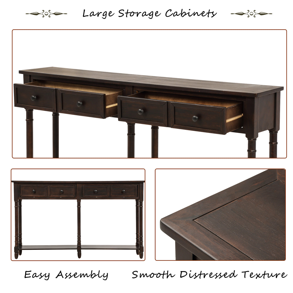 Console Table with Storage Espresso