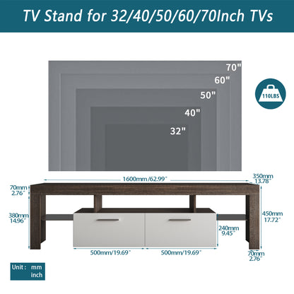 Modern TV Console with Glass Shelf – Quick Assembly