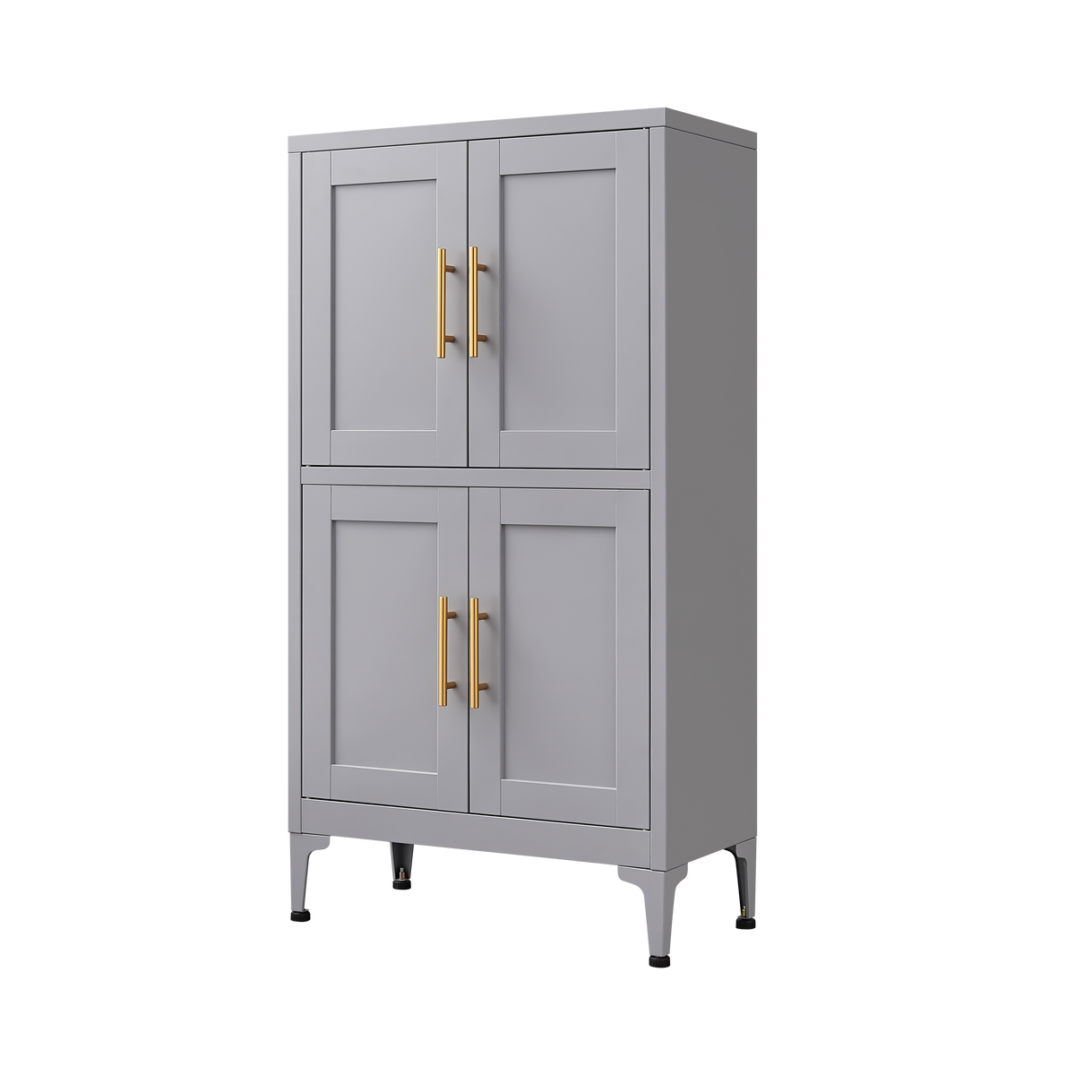 Grey Metal Kitchen Storage Cabinet with Doors