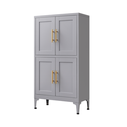 Grey Metal Kitchen Storage Cabinet with Doors