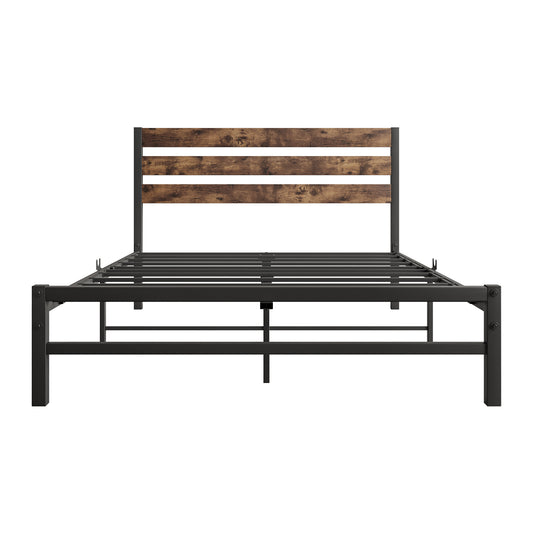 Rustic Brown Platform Bed Frame