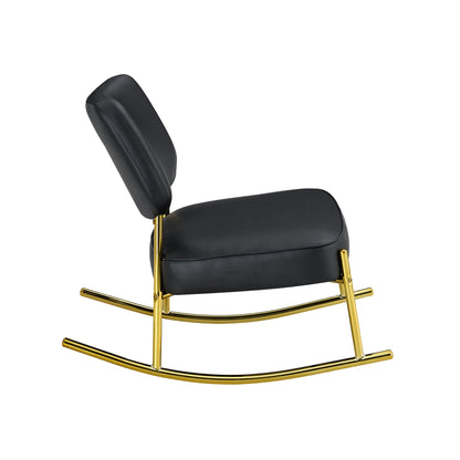 PU Leather Rocking Chair – Gold Metal Legs