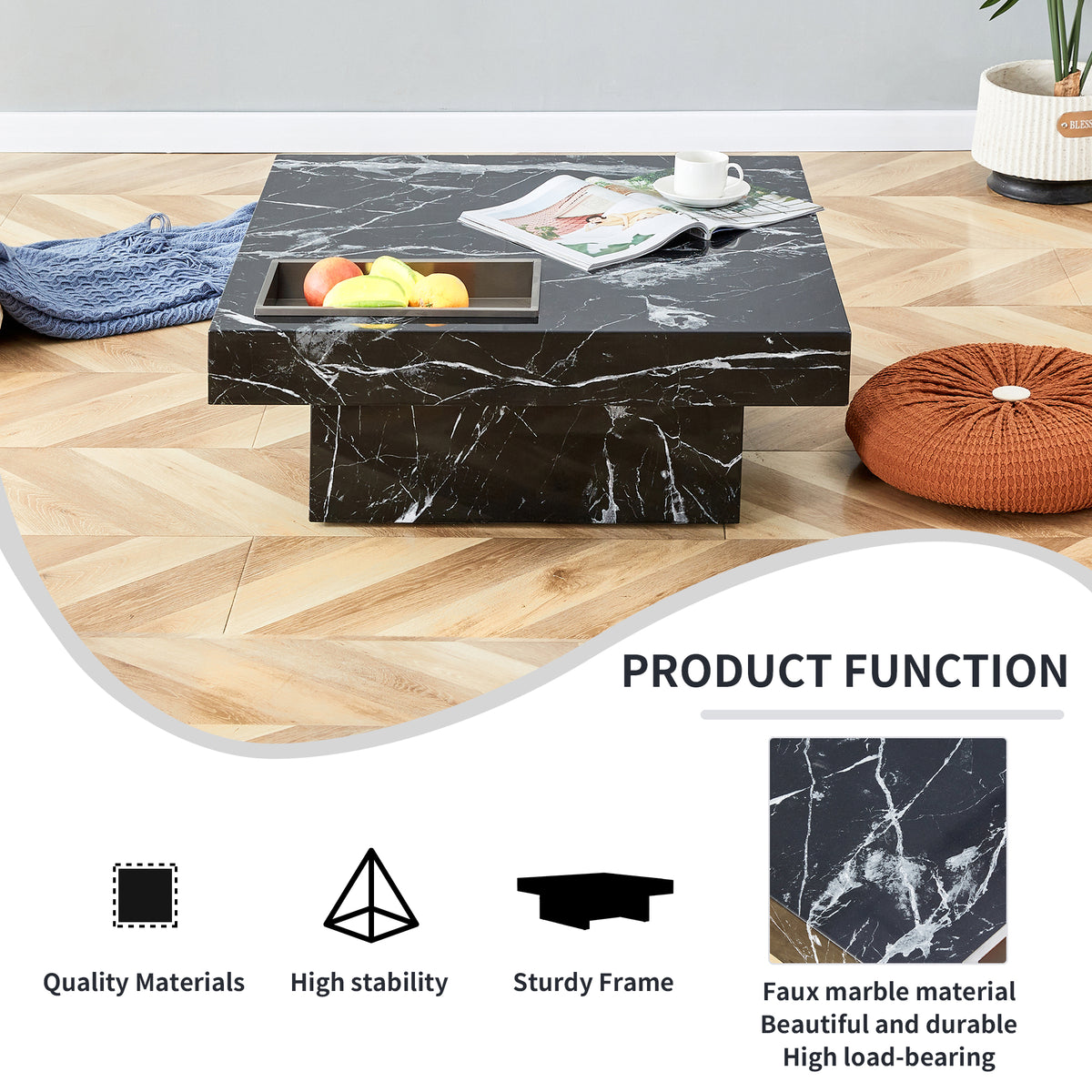 Black Pattern Modern Coffee Table