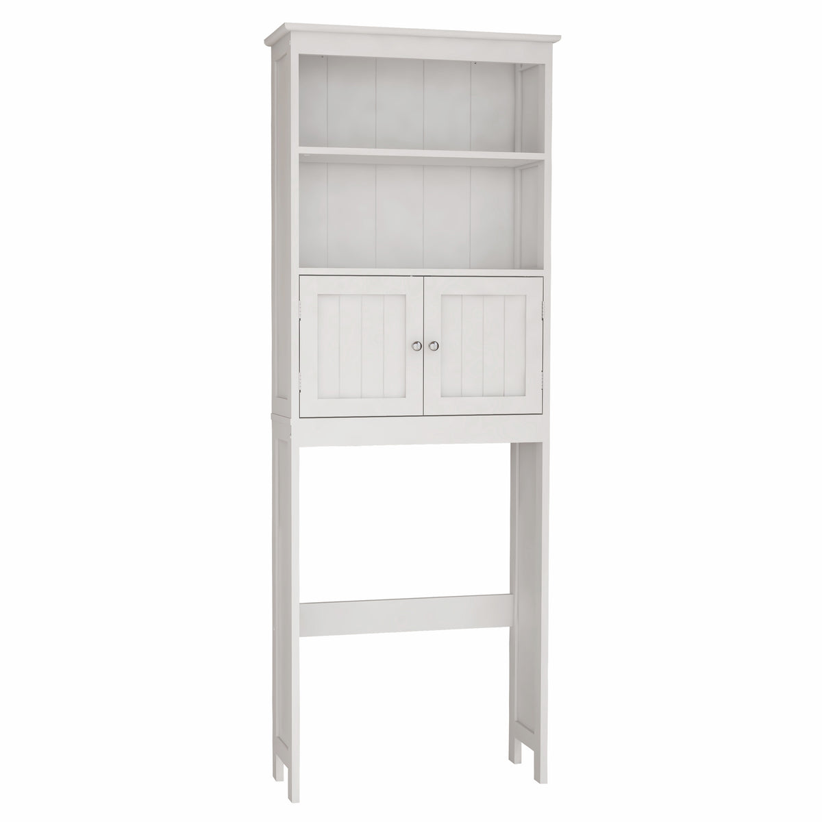 2-Tier Over-Toilet Storage Cabinet – Wood Finish Bathroom Spacesaver with 2 Doors
