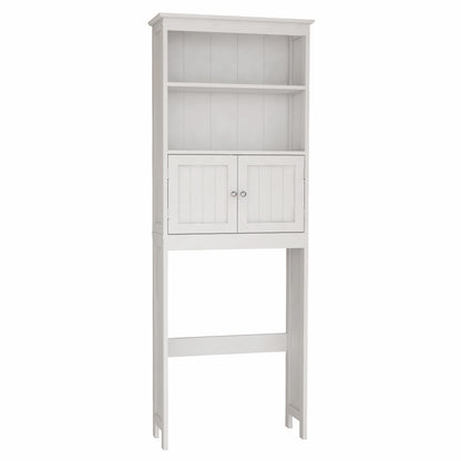 2-Tier Over-Toilet Storage Cabinet – Wood Finish Bathroom Spacesaver with 2 Doors