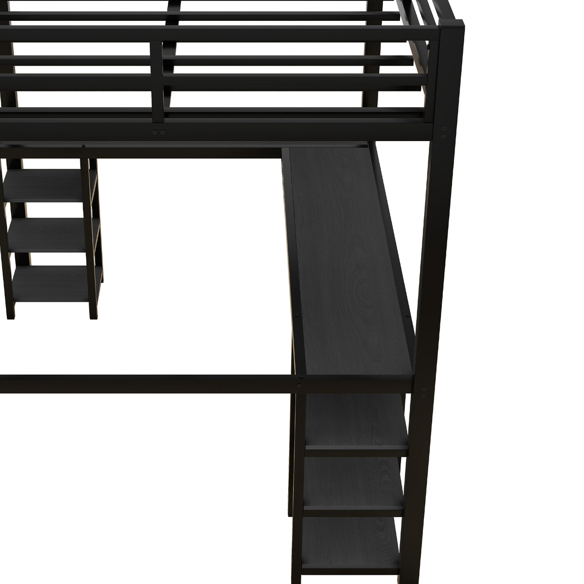 Loft Bed with Ladder and Guardrail Black